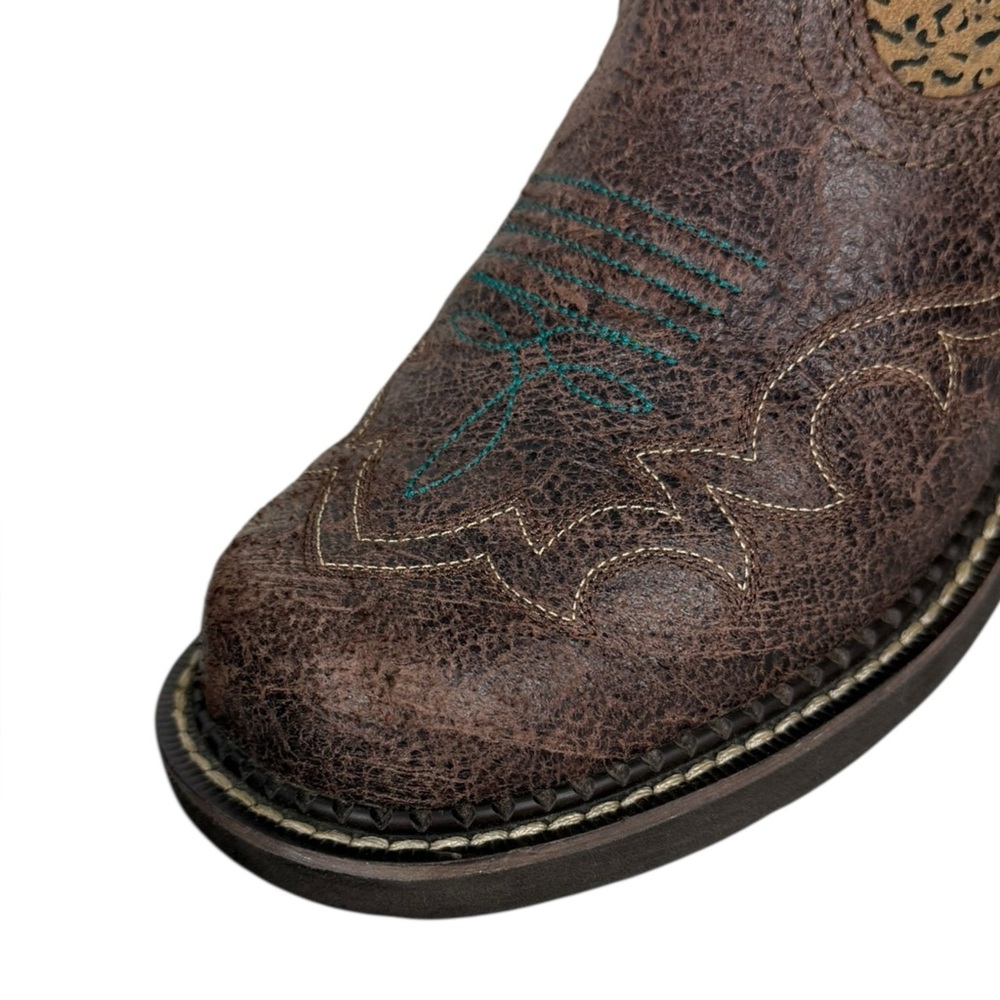 Ariat FatBaby Leopard Cowboy Boots Womens US 8 B Brown 10015363 Outdoors Leather - Picture 10 of 16
